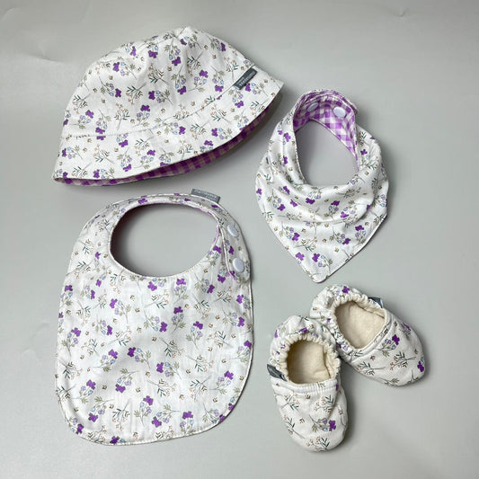 SET BABY | BUCKET HAT | BIBS | BABY SHOES_A7291_TANGKAI UNGU