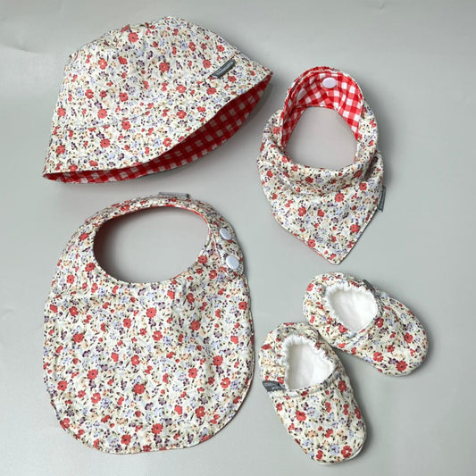 SET BABY | BUCKET HAT | BIBS | BABY SHOES_A7288_ADENIUM MERAH