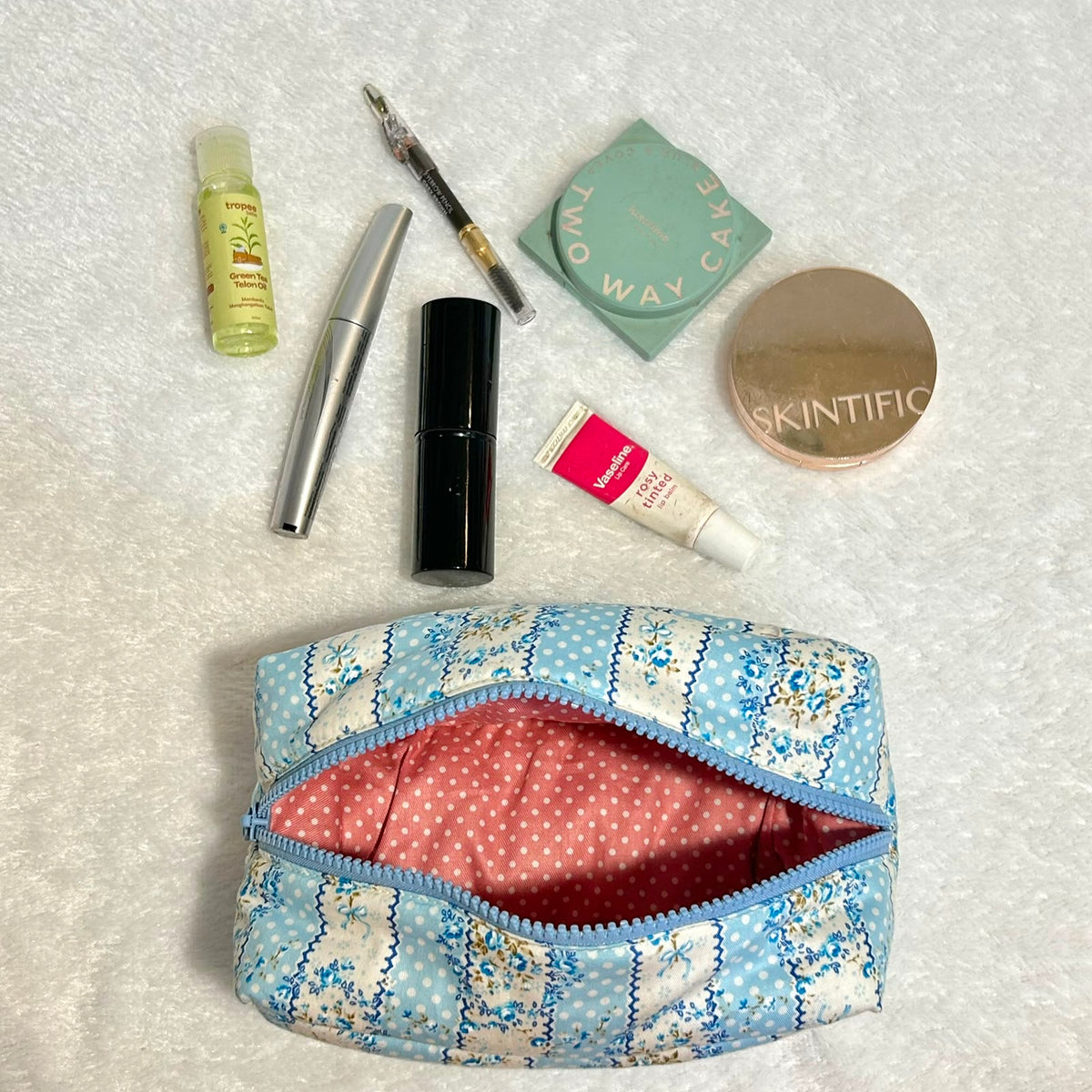 COSMETIC POUCH PUFFY_SHABBY CHIC STRIPE