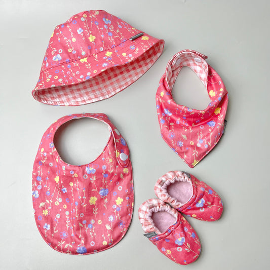 SET BABY | BUCKET HAT | BIBS | BABY SHOES_A349_TANGKAI PANJANG DASAR PINK