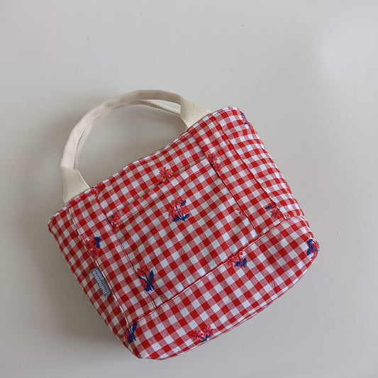 STB - SMALL TOTE BAG_RED GINGHAM EMBROIDERY