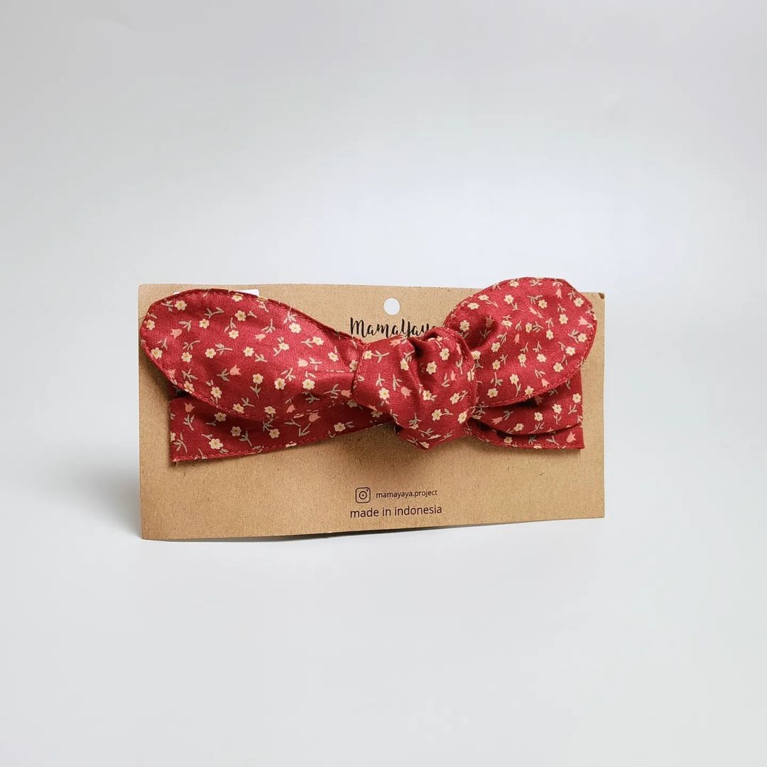 TOP KNOT HEADBAND_A2083_BUNGA MINI DASAR MERAH
